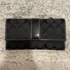 Coach black check book wallet